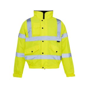 Hi-Vis Storm Bomber Jacket (with Heavy Duty Padding and Concealed Hood)